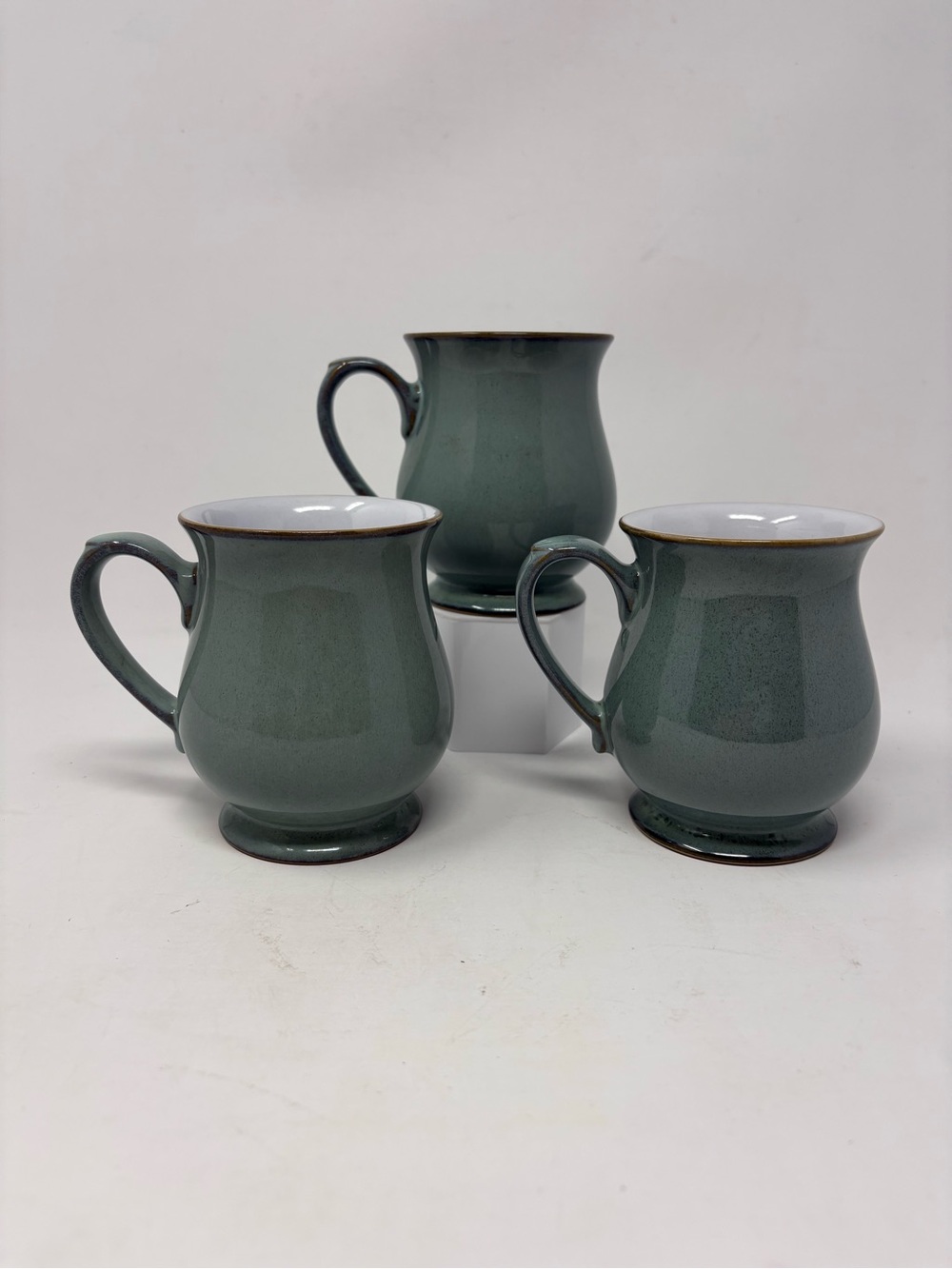 Denby Regency Green Stoneware Craftsman Coffee Mugs set of 3